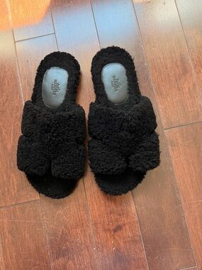 Hermes black Sherpa slides 41